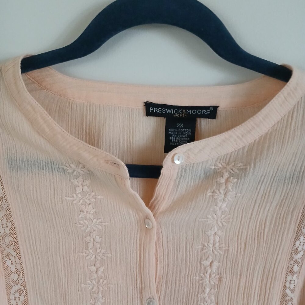 Preswick & Moore women top 3/4 sleeve 2x Plus size - Picture 2 of 8